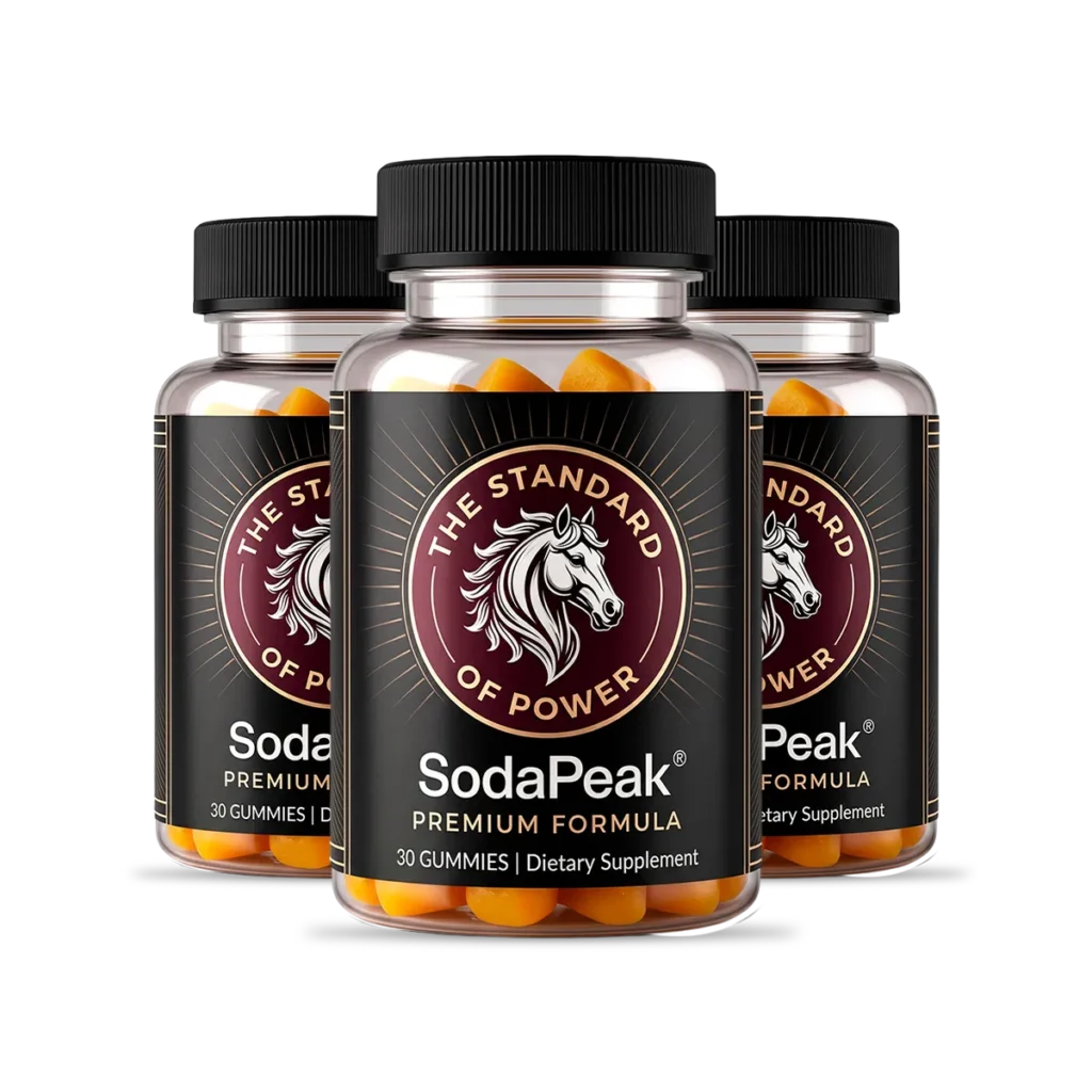 Soda Peak Gummies male enhancement supplement bottle highlighted for male vitality.